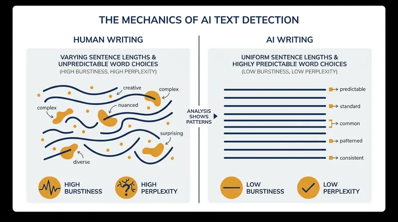 AI detectors analyze text for predictability, often penalizing human writers who use idiosyncratic or unfamiliar phrasing.