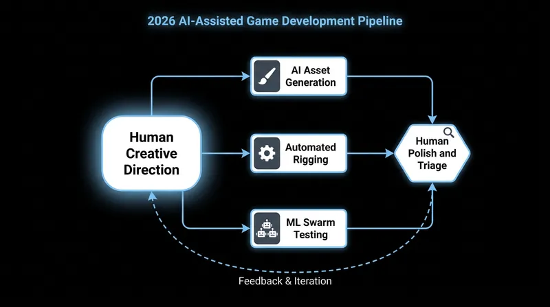 The modern workflow positions AI as the mechanical bridge between human conception and final polish.