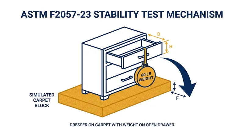 The mandatory 60-pound dynamic weight test simulates a climbing child.