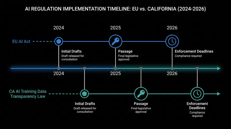 California's timeline closely mirrors the transparency requirements recently enacted by the European Union.