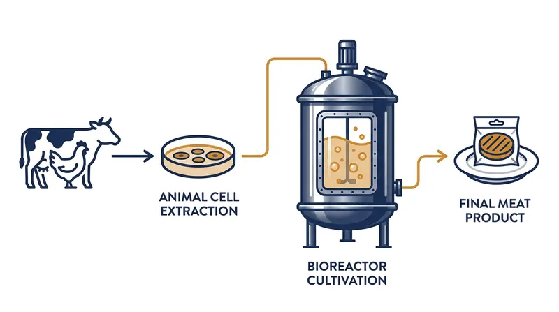 How cellular agriculture produces biologically identical meat without animal slaughter.