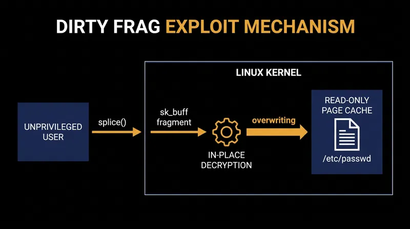 How Dirty Frag tricks the kernel into overwriting read-only files in memory.