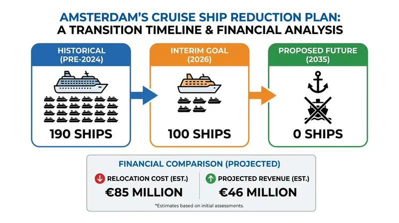 Amsterdam's cost-benefit analysis favors a complete ban on ocean cruise ships by 2035 over relocating the terminal.
