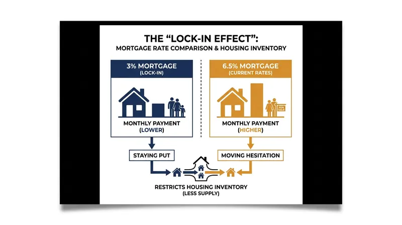 The lock-in effect has prevented an estimated 1.72 million home sales by disincentivizing owners from trading low-rate mortgages for higher ones.