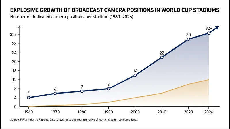 The demands of the global television broadcast have fundamentally reshaped the interior architecture of the modern stadium.