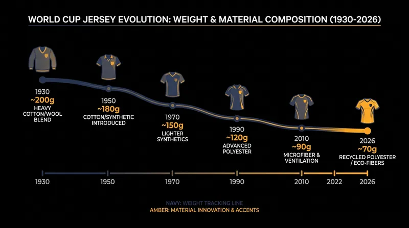 A Century of Innovation: How material science drastically reduced the weight of the World Cup shirt.