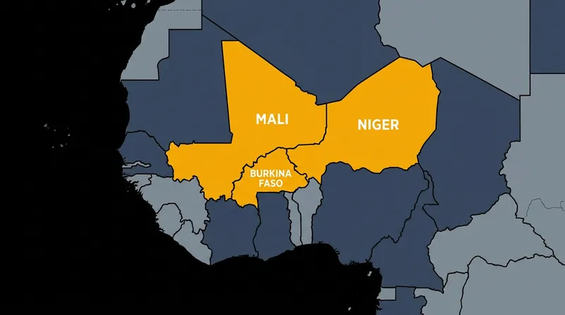 The Alliance of Sahel States forms a contiguous bloc stretching across West Africa's Sahel region.