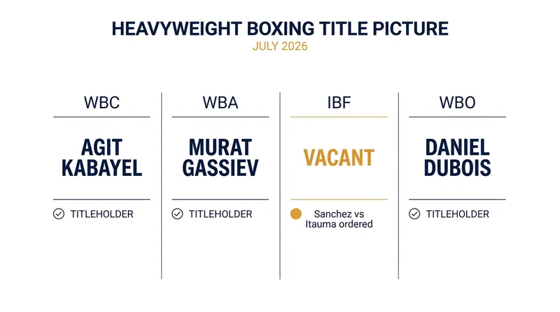 The current state of the four major heavyweight world titles.