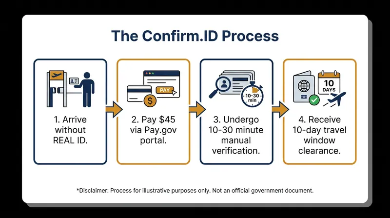 The TSA's new alternative verification process requires travelers to pay online before entering the screening line.