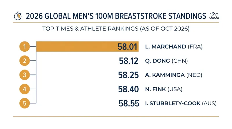 Van Mathias's 58.01 vaults him into the top tier of all-time 100m breaststroke performers.