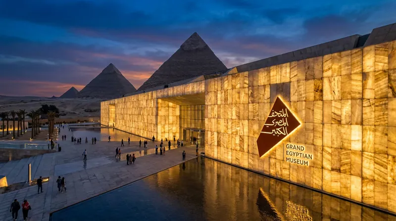 The $1.2 billion complex sits just two kilometers from the Pyramids of Giza.