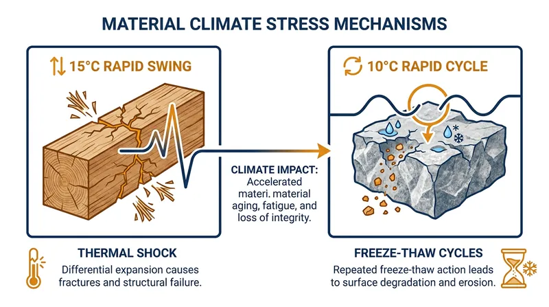 Different building materials have strict physical tolerance thresholds for temperature and humidity fluctuations.