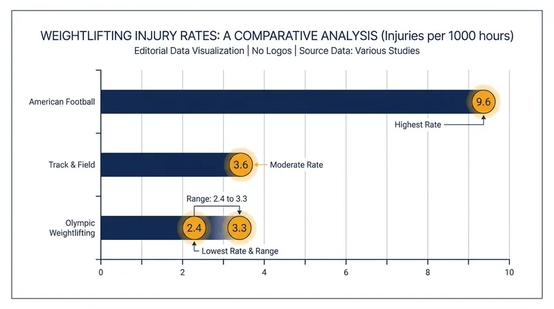 Despite the heavy loads, Olympic weightlifting boasts a lower injury rate than many popular field sports.
