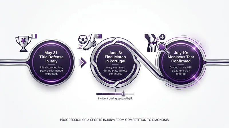 Timeline of the champion's injury and subsequent absence from WWE programming.