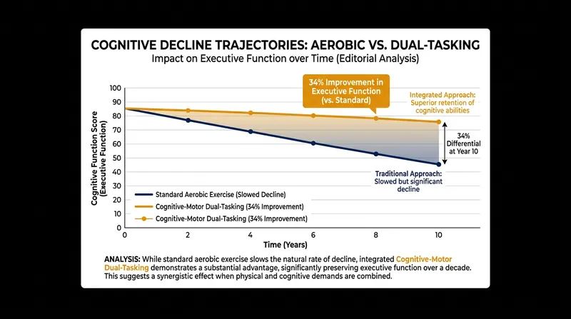 Data from 42 clinical trials shows dual-tasking actively improves executive function, rather than just slowing its decline.