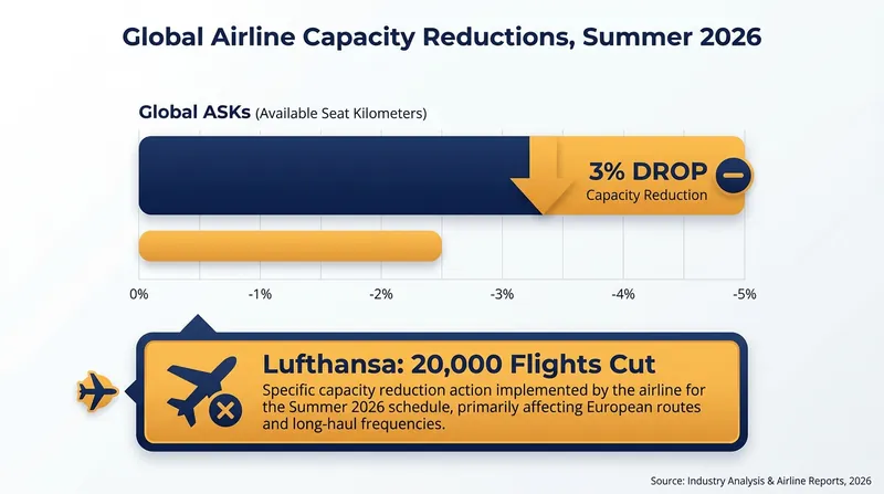 Airlines have proactively removed millions of seats from their summer schedules to conserve fuel.