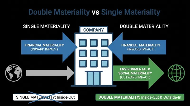 The fundamental divide: ISSB focuses on inward financial risk, while ESRS demands outward environmental impact reporting.