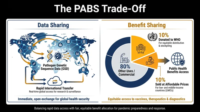 The Pathogen Access and Benefit-Sharing (PABS) system requires data sharing in exchange for guaranteed medical supplies.