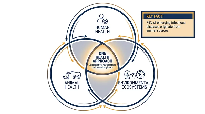 The One Health approach recognizes the deep ecological links between human, animal, and environmental health.
