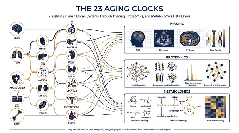 Researchers used machine learning to build 23 distinct biological aging clocks across 17 organ systems.