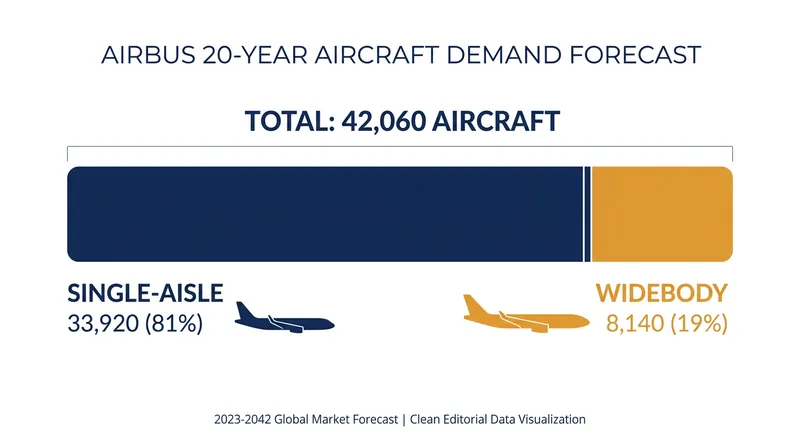Single-aisle jets will continue to dominate the commercial aviation market over the next two decades.