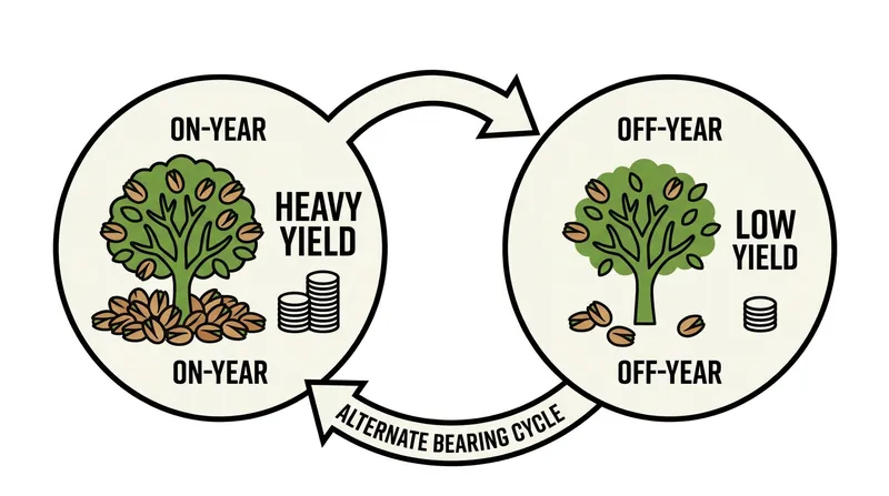 Pistachio trees naturally alternate between high-yield and low-yield harvests, compounding current supply issues.