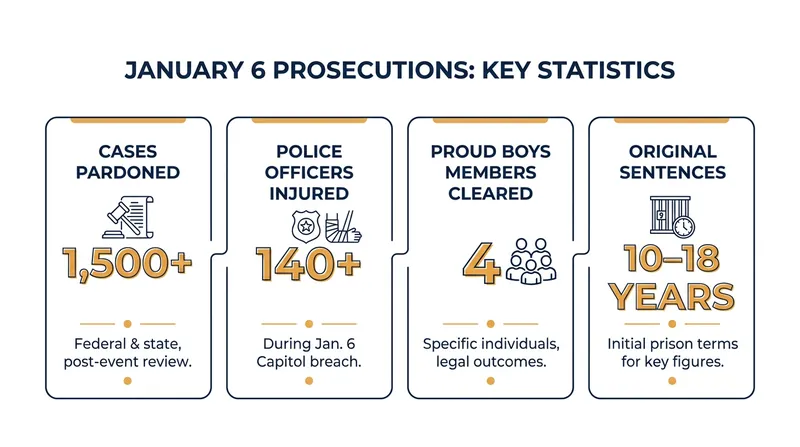Key figures surrounding the January 6 Capitol attack and the subsequent executive clemency actions.