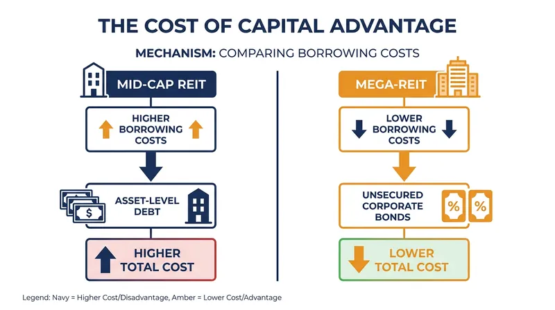 How scale directly translates to lower borrowing costs in the commercial real estate market.