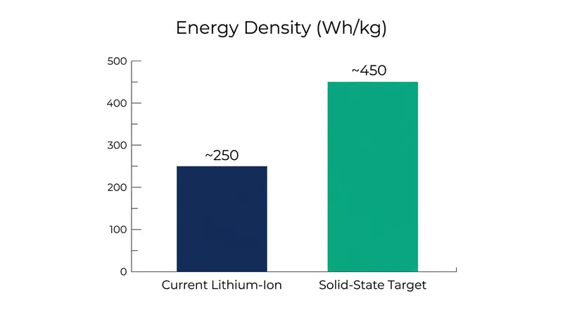 Solid-state cells aim to nearly double the energy density of current lithium-ion technology.