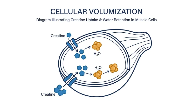 Creatine is an osmotically active compound that pulls water into the muscle cell, increasing intracellular hydration.