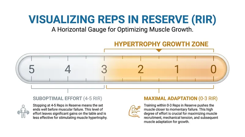 The Reps in Reserve (RIR) scale: The sweet spot for muscle growth lies in the final 3 repetitions before failure.