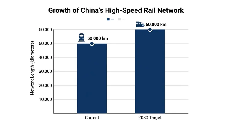 China's high-speed rail network is projected to reach 60,000 kilometers by 2030.