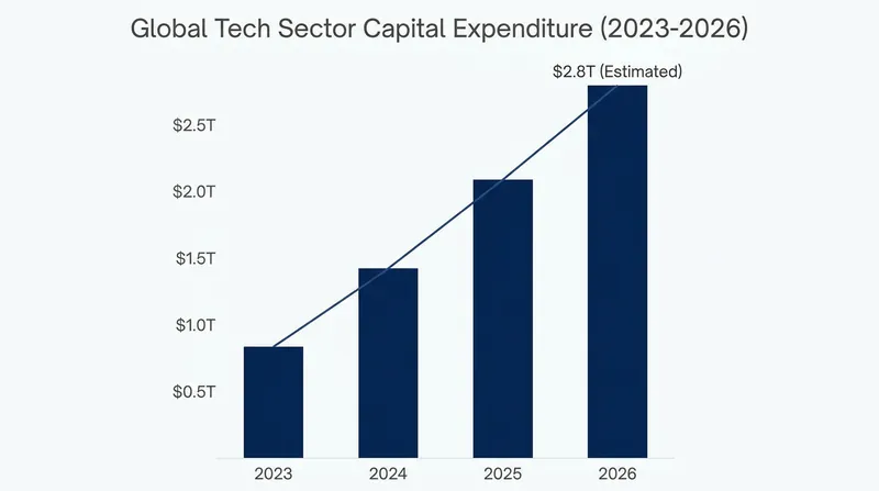 Global technology sector capital expenditure has surged past $2.5 trillion, driven largely by AI infrastructure.