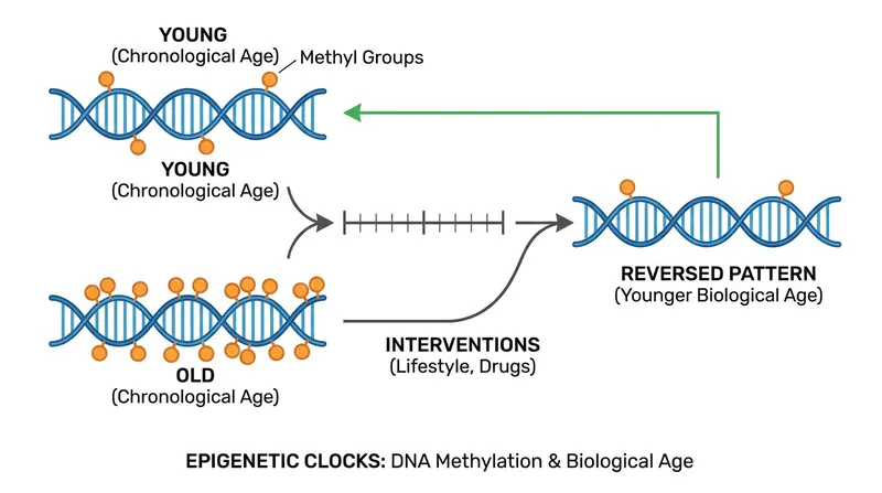 Epigenetic clocks measure chemical tags on DNA to estimate a person's true biological age.