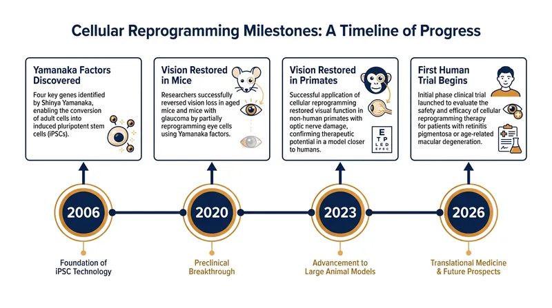 The two-decade journey from the discovery of cellular reprogramming to the first human clinical trials.