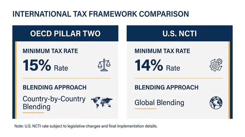 Core mechanical differences between the two global tax regimes.
