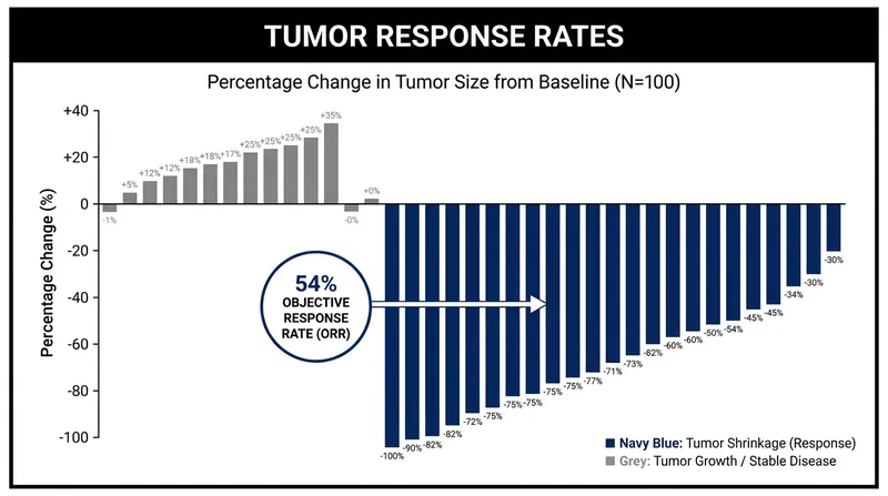 Over half of the patients in the trial experienced significant tumor shrinkage, compared to just 11% on standard chemotherapy.