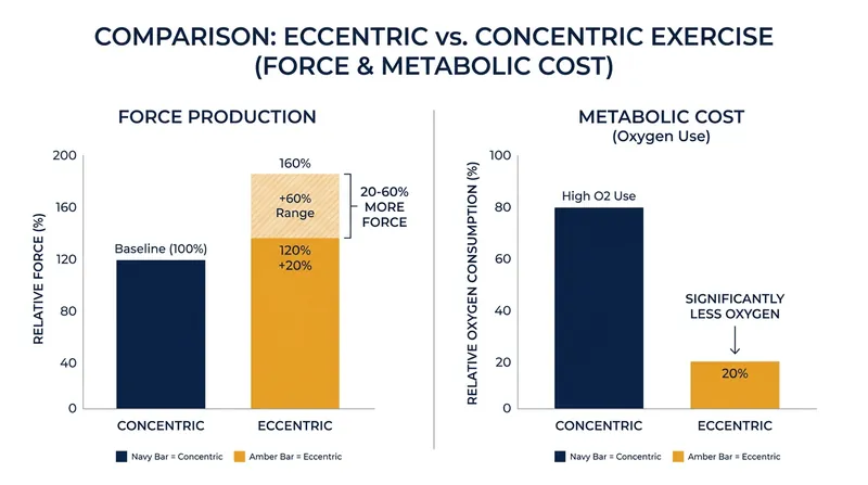 Eccentric movements allow muscles to handle heavier loads without taxing the cardiovascular system.