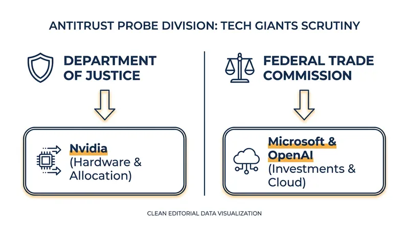 How federal regulators have divided their investigation into the AI sector.