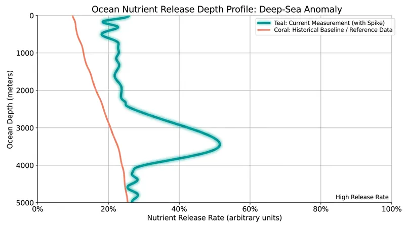Data reveals a significant spike in nutrient exudation as marine snow reaches the extreme pressures of the bathypelagic zone.