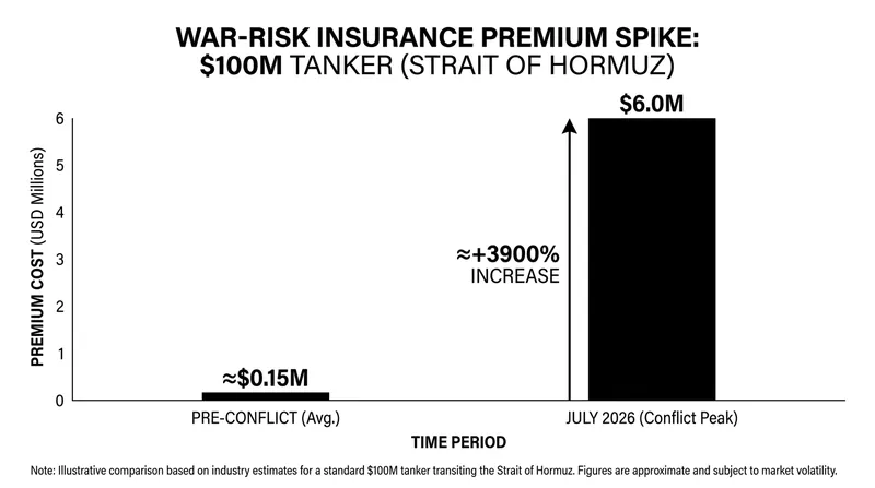 War-risk insurance premiums have surged to unprecedented levels following the resumption of hostilities.