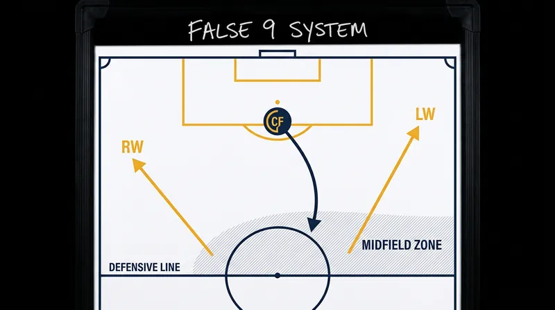The False 9 system disrupted traditional defenses by removing the central focal point and overloading the midfield.