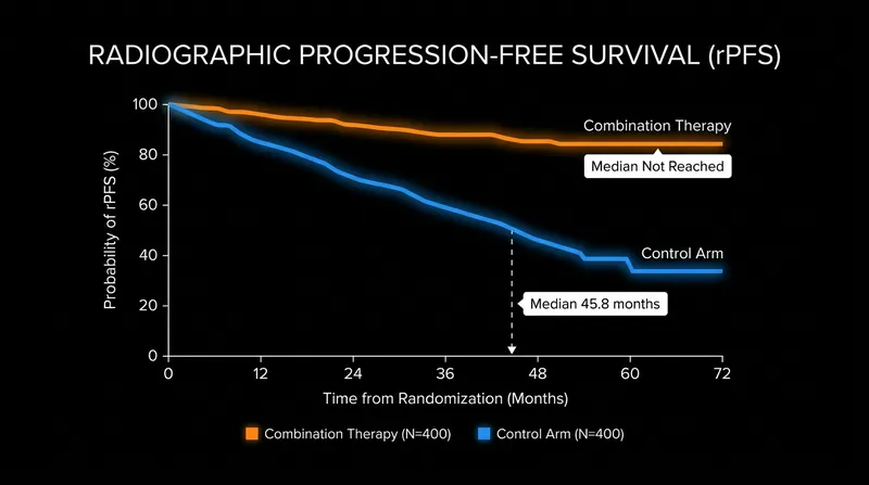 Patients receiving the combination therapy experienced significantly longer radiographic progression-free survival.