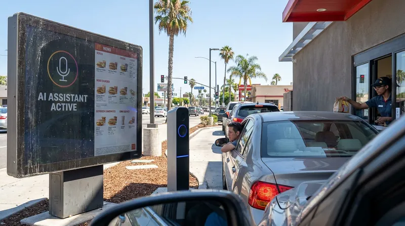 AI voice ordering systems are currently being piloted to eliminate the need for dedicated drive-thru window attendants.
