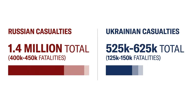 Estimated total casualties and fatalities for Russian and Ukrainian forces between February 2022 and June 2026.