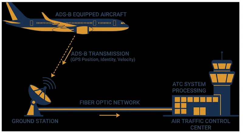 Unlike traditional radar, ADS-B relies on aircraft broadcasting their exact GPS coordinates to ground stations.
