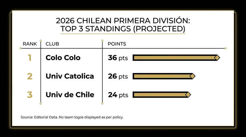 Colo Colo holds a commanding 10-point lead over Universidad Católica at the halfway mark.