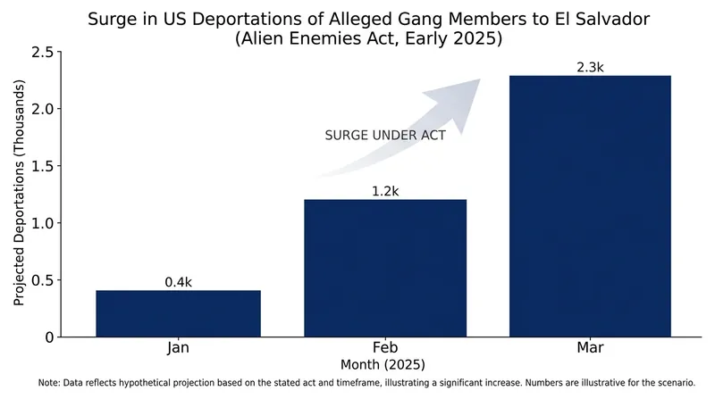 The administration has utilized wartime statutes to rapidly deport hundreds of alleged gang members.