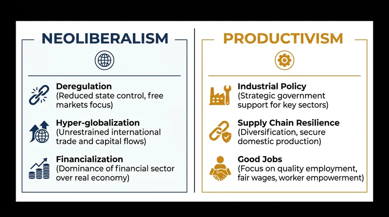 The core tenets of the emerging productivist economic paradigm.