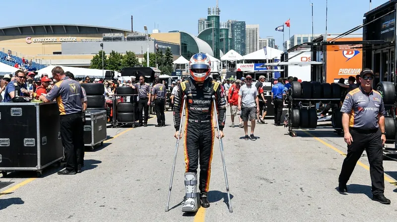 IndyCar drivers have been forced to navigate the paddock on crutches between grueling stints in the cockpit.